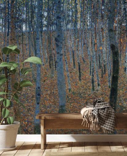 fine art wallpaper mural called Beech Grove by Gustav Klimt for bedrooms, living rooms and offices