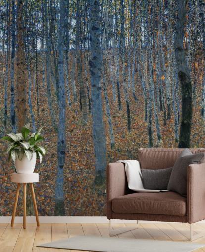 konsttapet väggmålning kallad Beech Grove av Gustav Klimt för sovrum, vardagsrum och kontor konsttapet väggmålning kallad Beech Grove av Gustav Klimt för sovrum, vardagsrum och kontor
