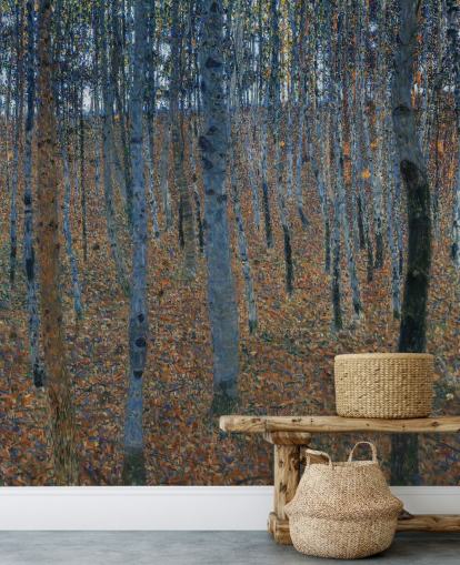 kunsttapet veggmaleri kalt Beech Grove av Gustav Klimt for soverom, stuer og kontorer kunsttapet veggmaleri kalt Beech Grove av Gustav Klimt for soverom, stuer og kontorer