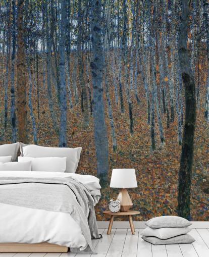 kunsttapet veggmaleri kalt Beech Grove av Gustav Klimt for soverom, stuer og kontorer kunsttapet veggmaleri kalt Beech Grove av Gustav Klimt for soverom, stuer og kontorer
