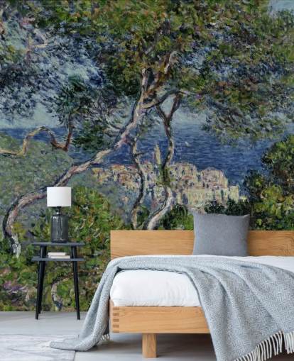 mural de papel pintado de bellas artes llamado Bordighera de Claude Monet para salas de estar, dormitorios y oficinas