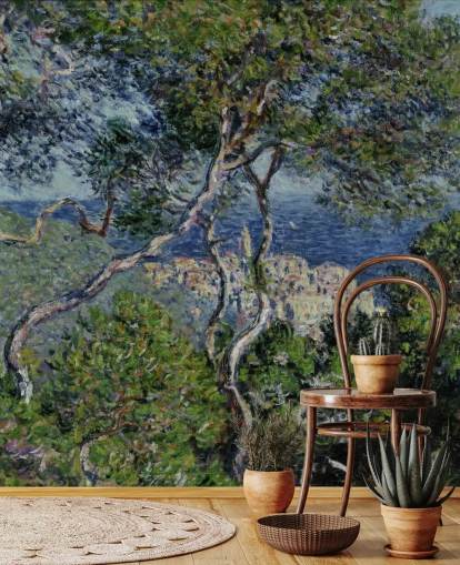 mural de papel de parede de belas artes chamado Bordighera de Claude Monet para salas de estar, quartos e escritórios