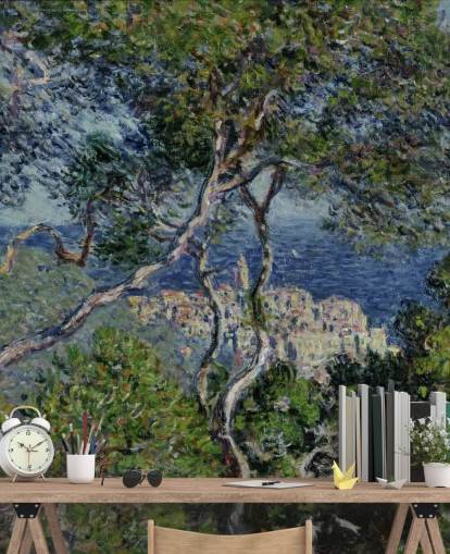 fine art wallpaper mural called Bordighera by Claude Monet for living rooms, bedrooms and offices fine art wallpaper mural called Bordighera by Claude Monet for living rooms, bedrooms and offices