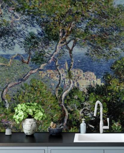 kunsttapet vægmaleri kaldet Bordighera af Claude Monet til stuer, soveværelser og kontorer