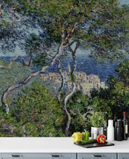 mural de papel de parede de belas artes chamado Bordighera de Claude Monet para salas de estar, quartos e escritórios