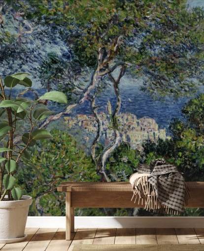 mural de papel pintado de bellas artes llamado Bordighera de Claude Monet para salas de estar, dormitorios y oficinas