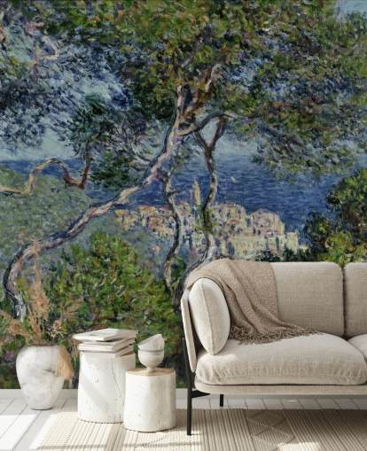 mural de papel de parede de belas artes chamado Bordighera de Claude Monet para salas de estar, quartos e escritórios