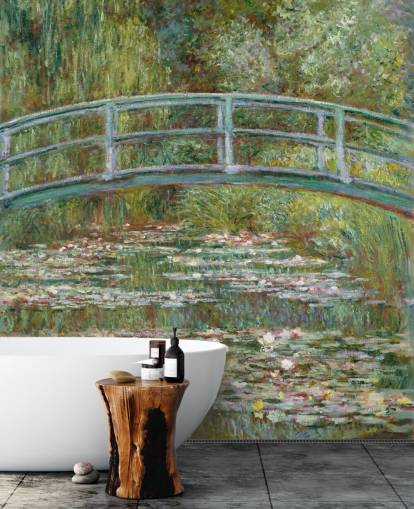 mural de pared de bellas artes llamado Puente sobre un estanque de nenúfares de Monet para salas de estar y dormitorios mural de pared de bellas artes llamado Puente sobre un estanque de nenúfares de Monet para salas de estar y dormitorios