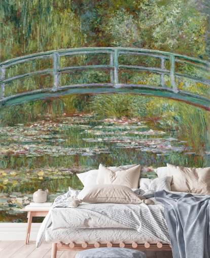 mural de parede de belas artes chamado Bridge over a Pond of Water Lilies de Monet para salas de estar e quartos
