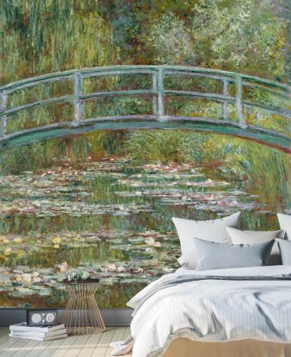 mural de parede de belas artes chamado Bridge over a Pond of Water Lilies de Monet para salas de estar e quartos