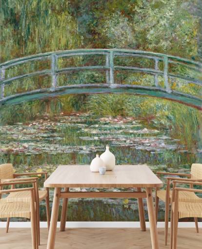 mural de pared de bellas artes llamado Puente sobre un estanque de nenúfares de Monet para salas de estar y dormitorios mural de pared de bellas artes llamado Puente sobre un estanque de nenúfares de Monet para salas de estar y dormitorios