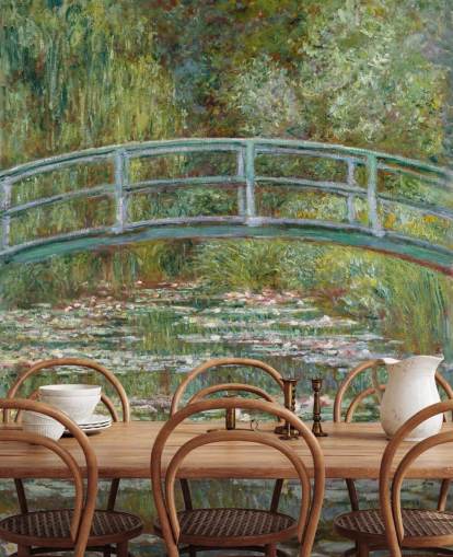 Monetin taide-seinämaalaus nimeltä Bridge over a Water Lilies -lampi olohuoneisiin ja makuuhuoneisiin