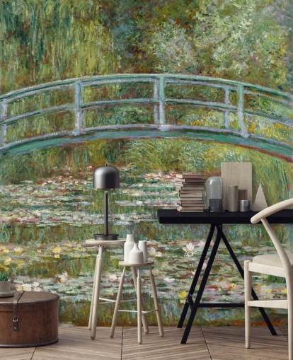 mural de parede de belas artes chamado Bridge over a Pond of Water Lilies de Monet para salas de estar e quartos mural de parede de belas artes chamado Bridge over a Pond of Water Lilies de Monet para salas de estar e quartos