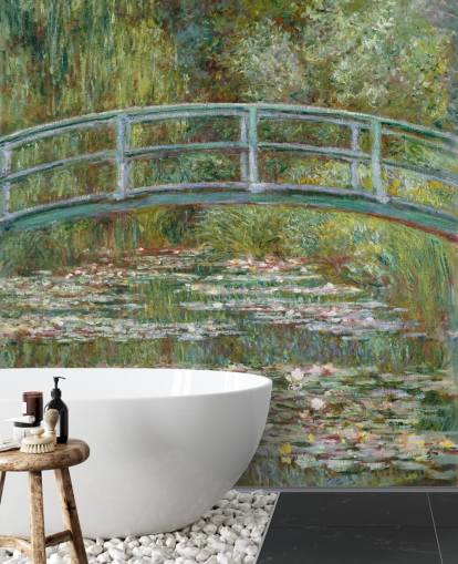 kunstvægmaleri kaldet Bridge over a Pond of Water Lilies af Monet til stuer og soveværelser kunstvægmaleri kaldet Bridge over a Pond of Water Lilies af Monet til stuer og soveværelser