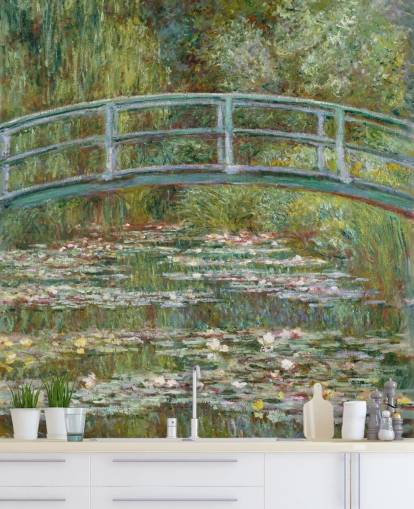 murale d'arte chiamato Bridge over a Pond of Water Lilies di Monet per salotti e camere da letto murale d'arte chiamato Bridge over a Pond of Water Lilies di Monet per salotti e camere da letto