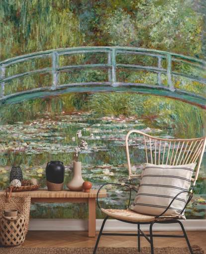 kunstvægmaleri kaldet Bridge over a Pond of Water Lilies af Monet til stuer og soveværelser kunstvægmaleri kaldet Bridge over a Pond of Water Lilies af Monet til stuer og soveværelser