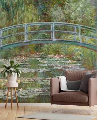 fine art wall mural called Bridge over a Pond of Water Lilies by Monet for living rooms and bedrooms