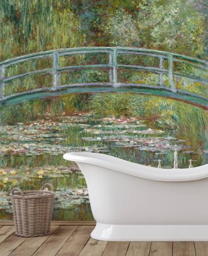 kunstveggmaleri kalt Bridge over a Pond of Water Lilies av Monet for stuer og soverom