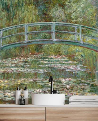 konstväggmålning som heter Bridge over a Pond of Water Lilies av Monet för vardagsrum och sovrum