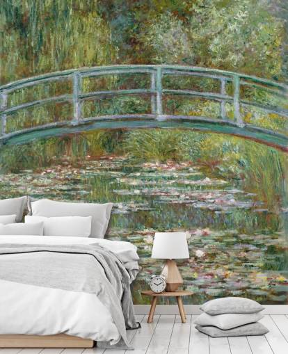 fresque murale d'art intitulée Bridge over a Pond of Water Lilies de Monet pour les salons et les chambres