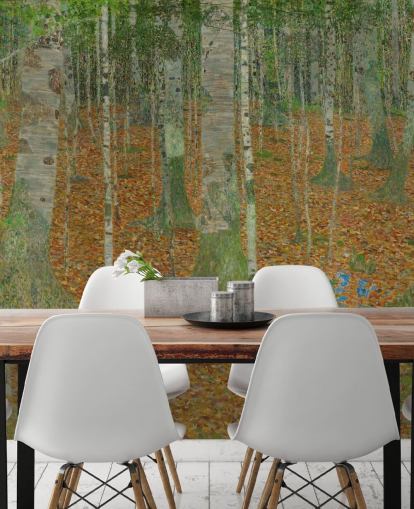 fine art wall mural called The Birch Wood by Claude Monet for bedrooms, living rooms and offices