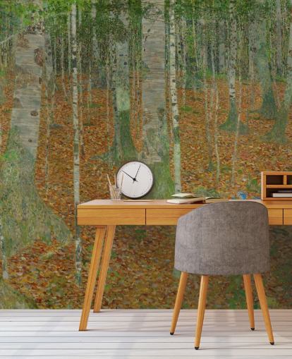 konstväggmålning kallad The Birch Wood av Claude Monet för sovrum, vardagsrum och kontor