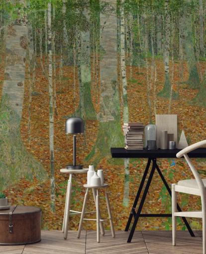 fresque murale d'art intitulée The Birch Wood de Claude Monet pour les chambres, les salons et les bureaux