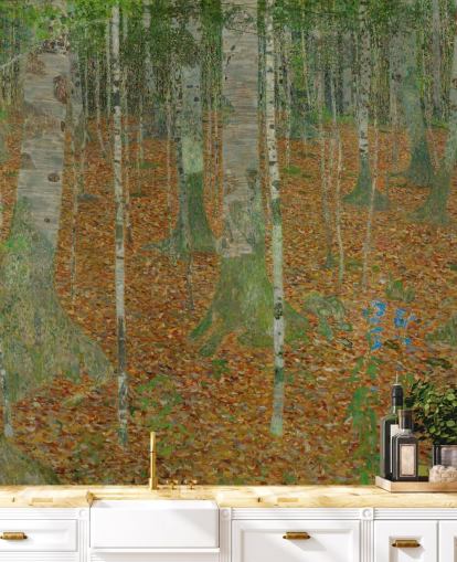 mural de pared de bellas artes llamado The Birch Wood de Claude Monet para dormitorios, salas de estar y oficinas