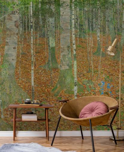 konstväggmålning kallad The Birch Wood av Claude Monet för sovrum, vardagsrum och kontor