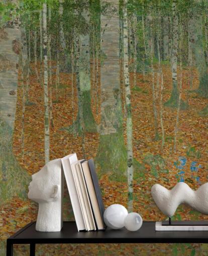 fine art wall mural called The Birch Wood by Claude Monet for bedrooms, living rooms and offices