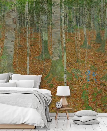 konstväggmålning kallad The Birch Wood av Claude Monet för sovrum, vardagsrum och kontor konstväggmålning kallad The Birch Wood av Claude Monet för sovrum, vardagsrum och kontor
