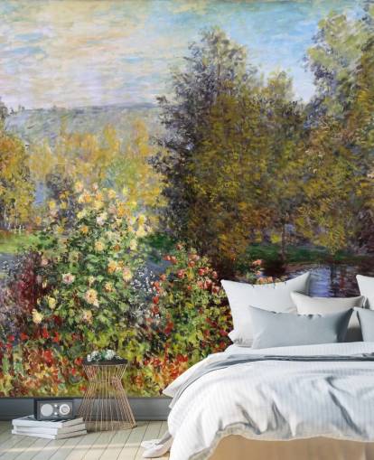 Kunsttapete mit dem Titel Ecke des Gartens in Montgeron von Claude Monet