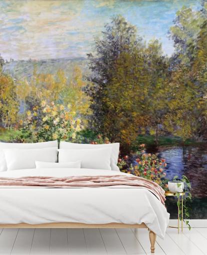 mural de papel de parede de belas artes chamado Corner of the Garden at Montgeron, de Claude Monet