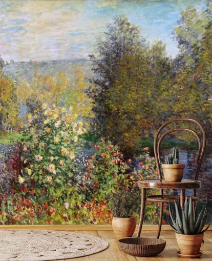 kunstbehangmuurschildering genaamd Corner of the Garden at Montgeron van Claude Monet