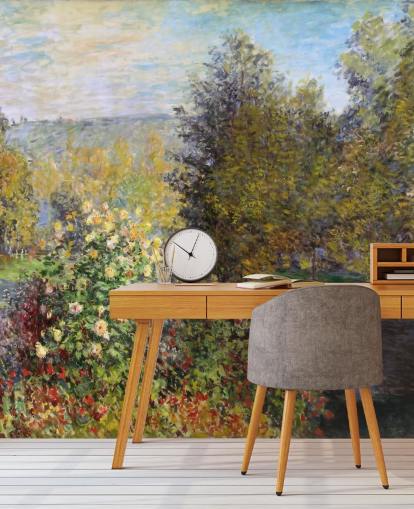 fine art wallpaper mural called Corner of the Garden at Montgeron by Claude Monet