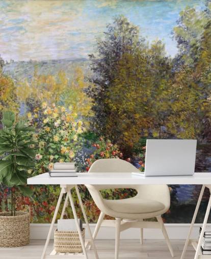 fine art wallpaper mural called Corner of the Garden at Montgeron by Claude Monet fine art wallpaper mural called Corner of the Garden at Montgeron by Claude Monet
