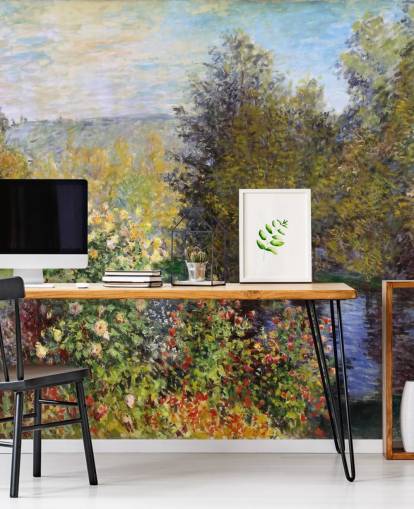 fine art wallpaper mural called Corner of the Garden at Montgeron by Claude Monet