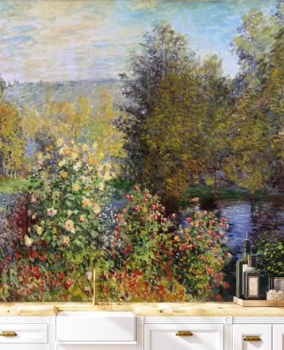 fine art wallpaper mural called Corner of the Garden at Montgeron by Claude Monet