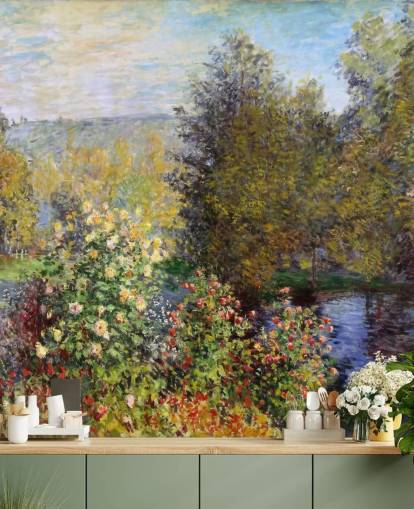 fine art wallpaper mural called Corner of the Garden at Montgeron by Claude Monet fine art wallpaper mural called Corner of the Garden at Montgeron by Claude Monet
