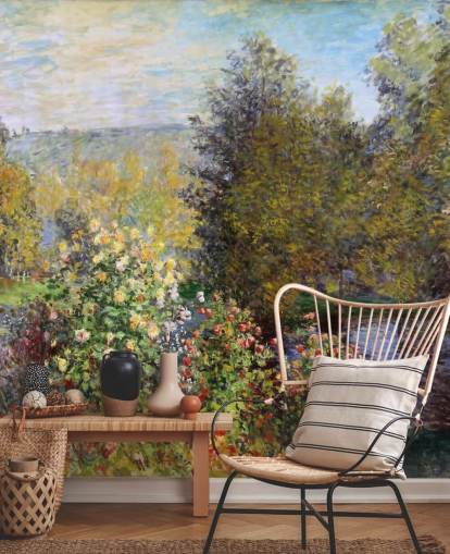 fine art wallpaper mural called Corner of the Garden at Montgeron by Claude Monet fine art wallpaper mural called Corner of the Garden at Montgeron by Claude Monet