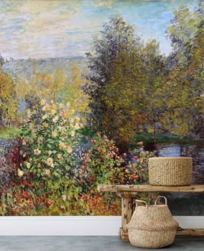 Claude Monet'n taide-taustakuvamaalaus nimeltä Corner of the Garden at Montgeron