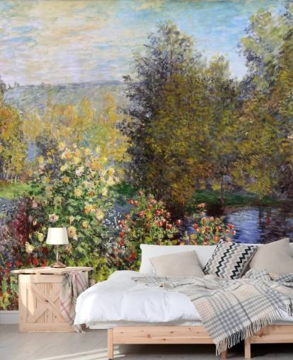 Kunsttapete mit dem Titel Ecke des Gartens in Montgeron von Claude Monet