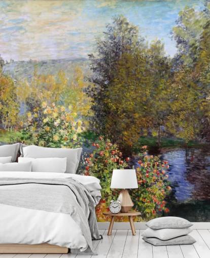 kunstbehangmuurschildering genaamd Corner of the Garden at Montgeron van Claude Monet