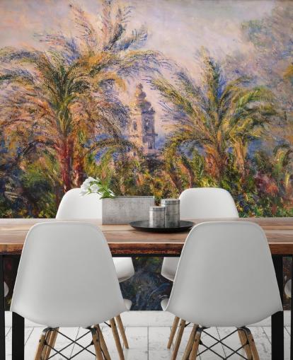 fine art wallpaper mural called Garden in Bordighera by Claude Monet for bedrooms and lounges
