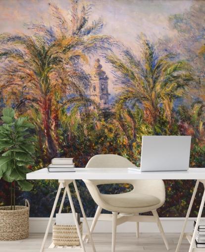 Kunsttapete mit dem Titel Garden in Bordighera von Claude Monet für Schlafzimmer und Lounges