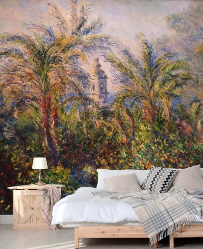 fine art wallpaper mural called Garden in Bordighera by Claude Monet for bedrooms and lounges