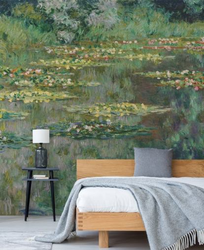 mural de papel de parede de belas artes chamado Le Bassin des Nympheas de Monet para quartos, banheiros e lounges