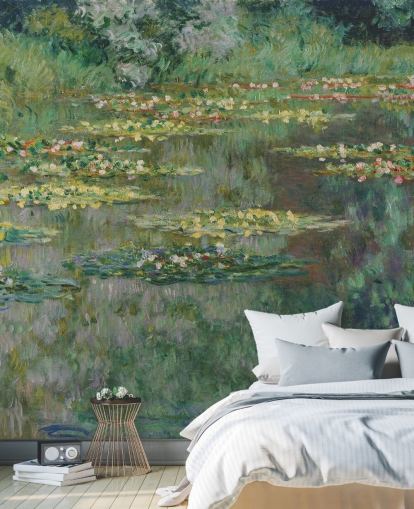 konsttapet väggmålning som heter Le Bassin des Nympheas av Monet för sovrum, badrum och lounger