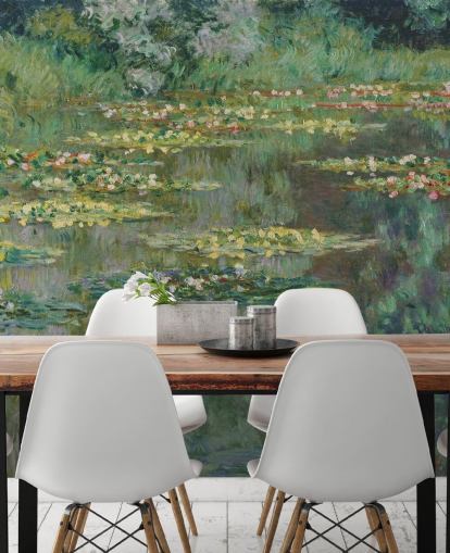 konsttapet väggmålning som heter Le Bassin des Nympheas av Monet för sovrum, badrum och lounger