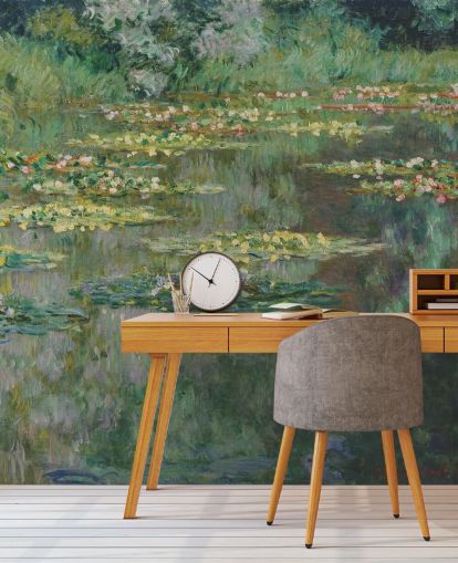 mural de papel pintado de bellas artes llamado Le Bassin des Nympheas de Monet para dormitorios, baños y salones